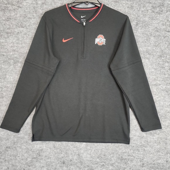 Nike Dri Fit Ohio State Buckeyes NCAA Pullover Mens Large Black Quarter Zip Top - Picture 1 of 9